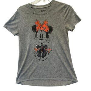 Disney Minnie Mouse Tee Short Sleeve Crew Neck Pullover in Gray Women's Medium